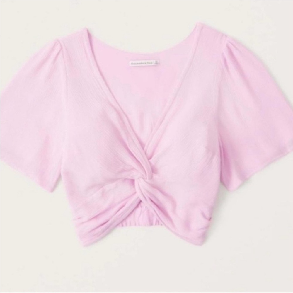 Abercrombie & Fitch // Knot Front Flutter Sleeve Pink Top